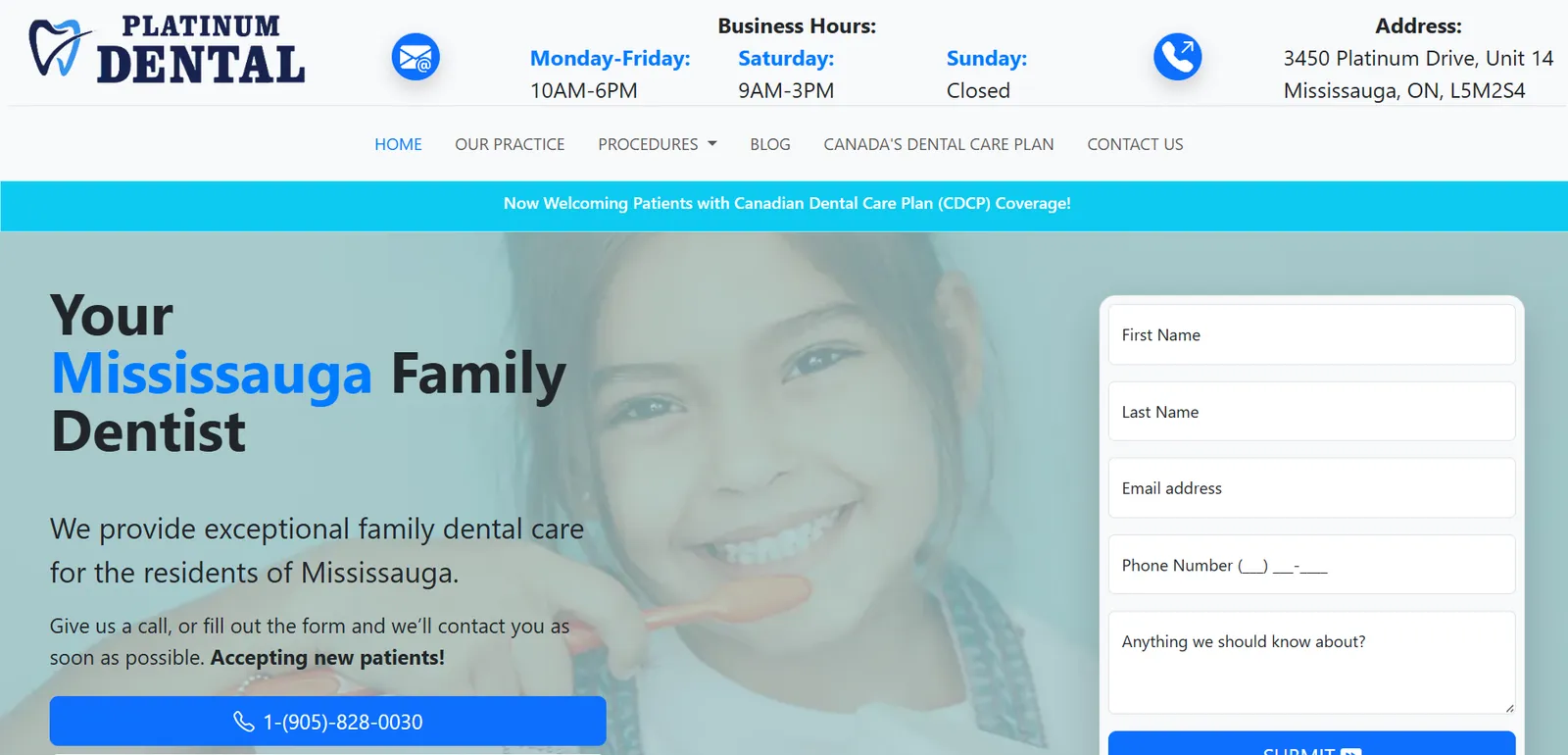 Platinum Dental website design